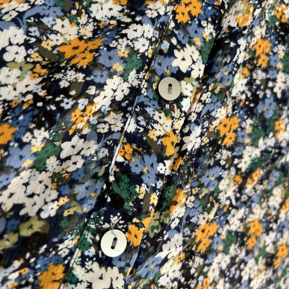 J. Jill M Relaxed fit button down wild flower print blouse long sleeves - Picture 4 of 7